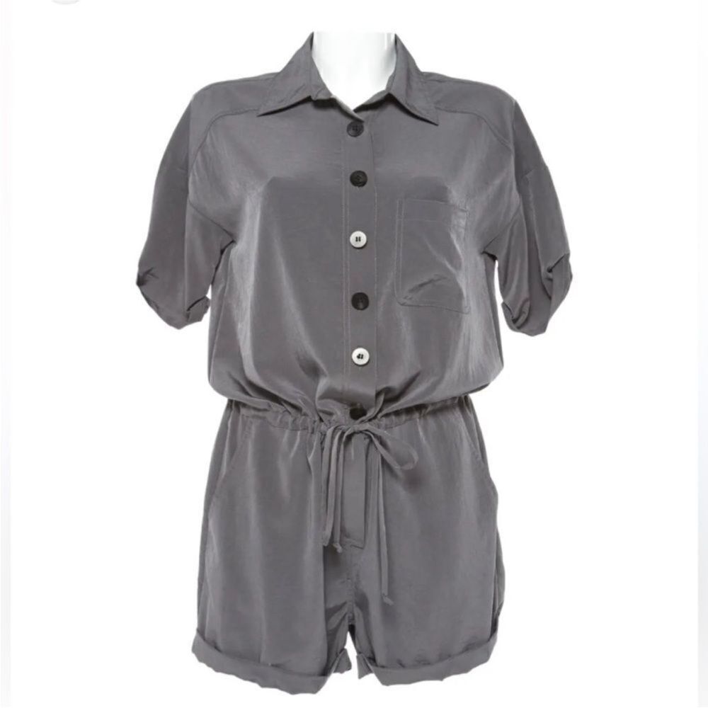 Elisabeth & James Gray Button-Up Women's romper, XS